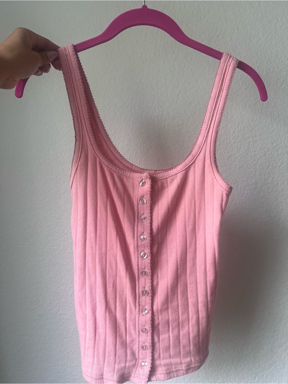 Free people women’s pink button up ribbed tank